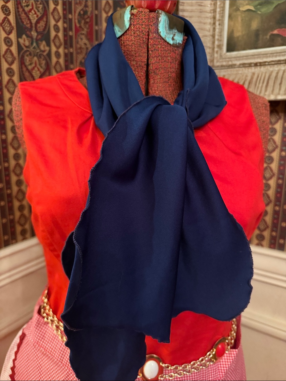 VTG Vera Neumann Navy Blue Chiffon Scarf